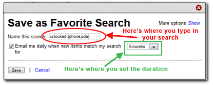 Save your eBay search